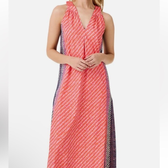 Nic & Zoe Spotty Stripes Maxi Sleeveless Cotton Print Dress New Small orange - Picture 1 of 12